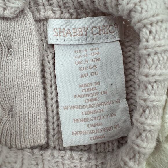 Shabby Chic Baby Girl Sweater Knit Dress 3-6M Pink Cable Bow NWT - Picture 2 of 11